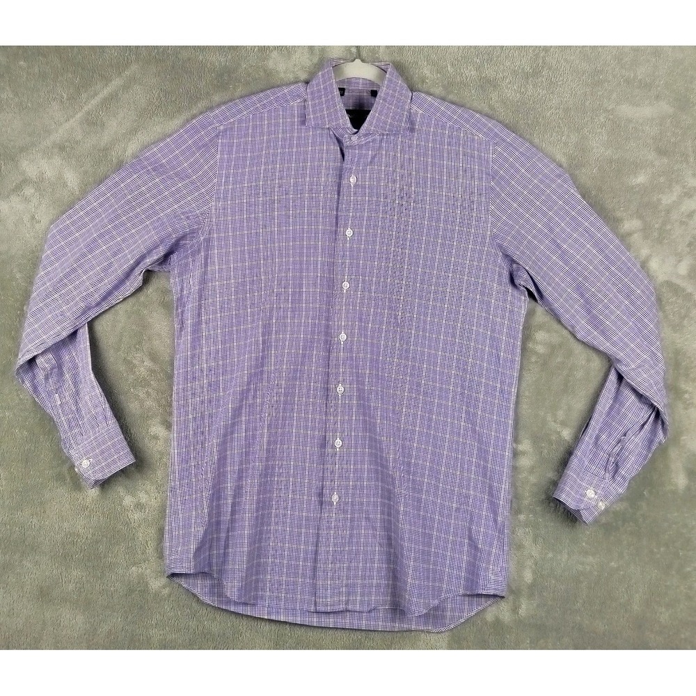 Paul Stuart‎ Checked Plaid Cotton Button Shirt Mens Medium Made In Canada